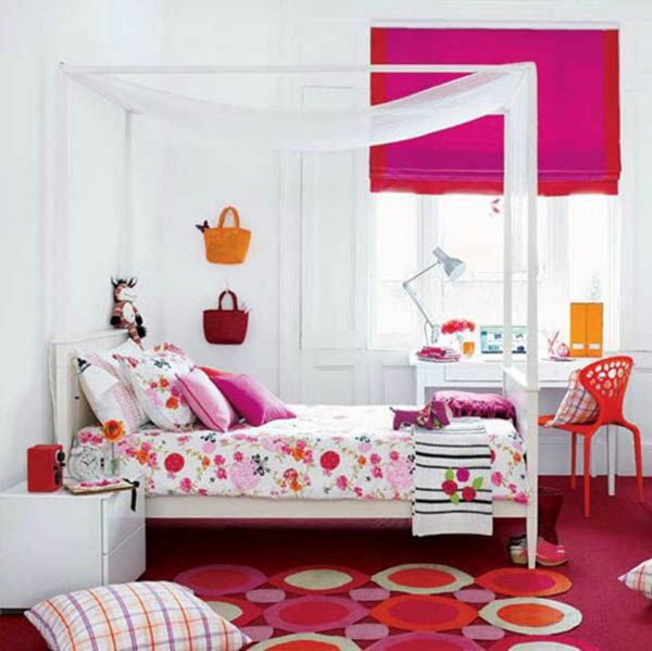 tapis-de-chambre-ado-cercles-en-rouge-et-orange