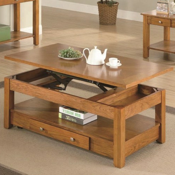 table basse relevable bois clair