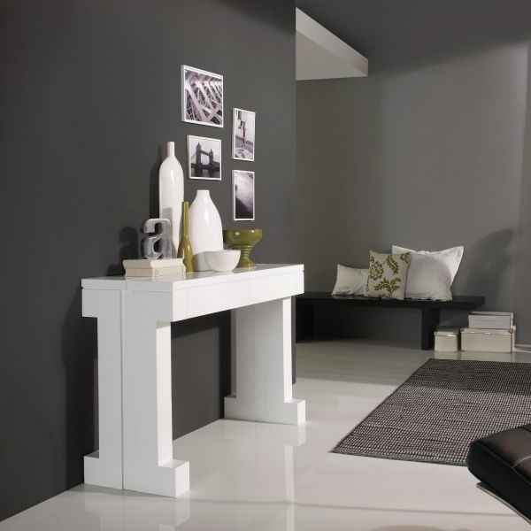 table console extensible blanc laque design