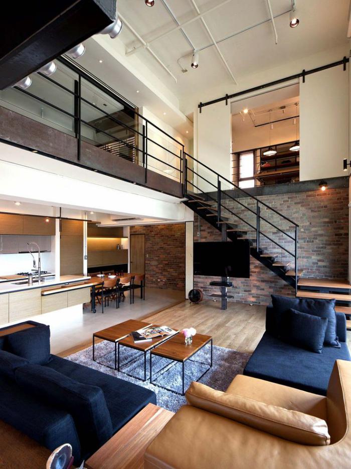 escalier-métallique-escalier-métal-et-bois-dans-un-loft-avec-mezzanine