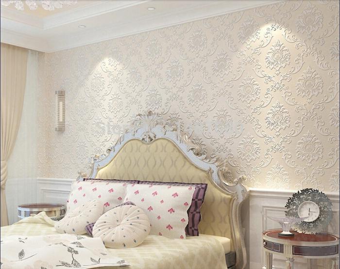 papier-peint-blanc-baroque-chambre-à-coucher-blanche