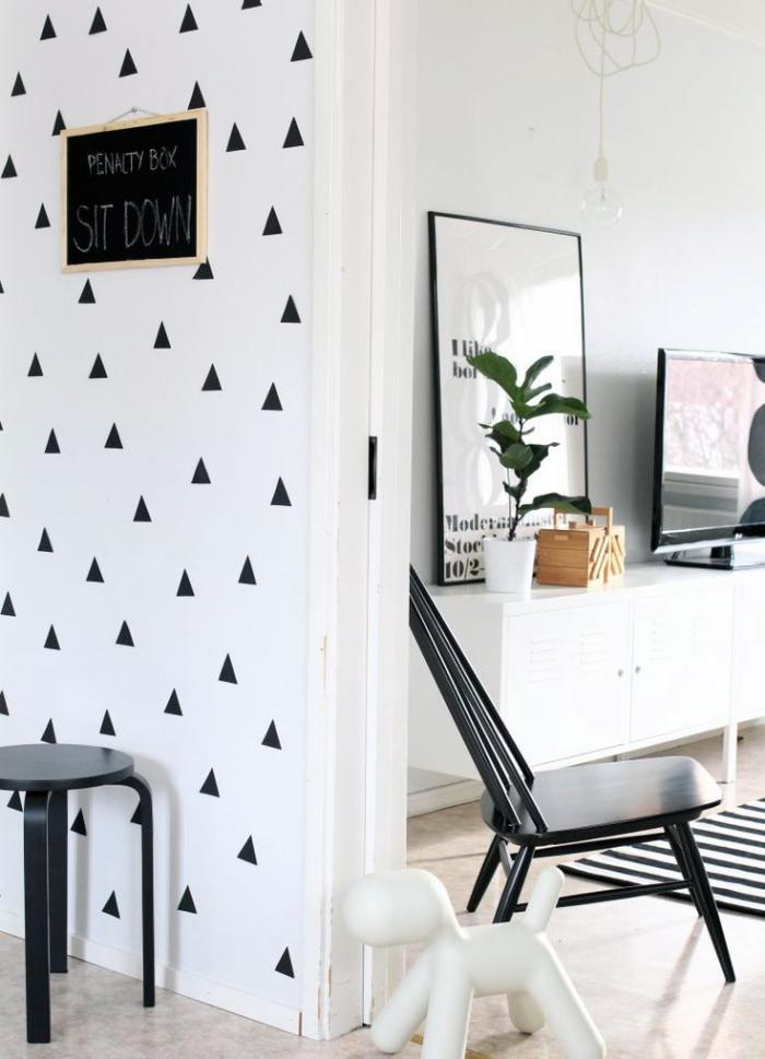 papier-peint-blanc-triangle-noir-appartement-nordique