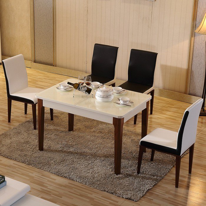 idée-table-à-manger-design-salle-à-manger-bien-décorée-ambiance-blanc-et-bois-cuisine