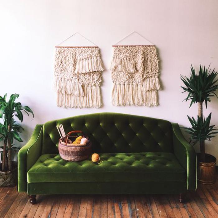 canapé-vert-vintage-rétro-chic-pour-l'intérieur