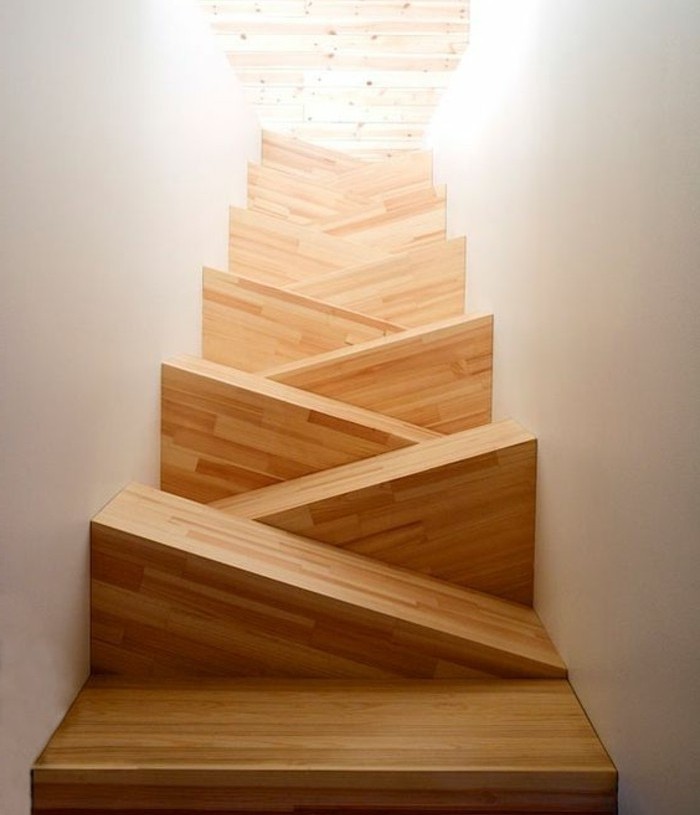 escalier-moderne-idée-originale-escalier-en-bois-marche-à-forme-extraordinaire