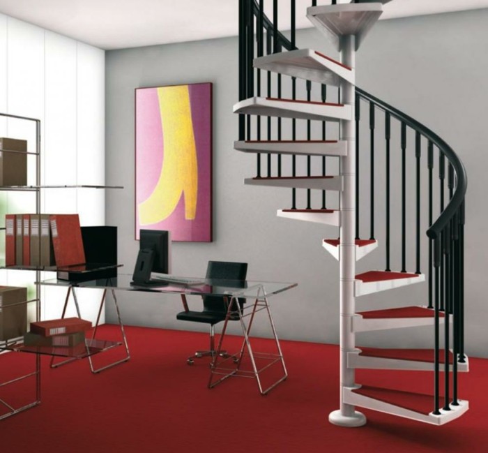 escalier-moderne-modele-escalier-helicoidale-blanc-rouge-et-noir