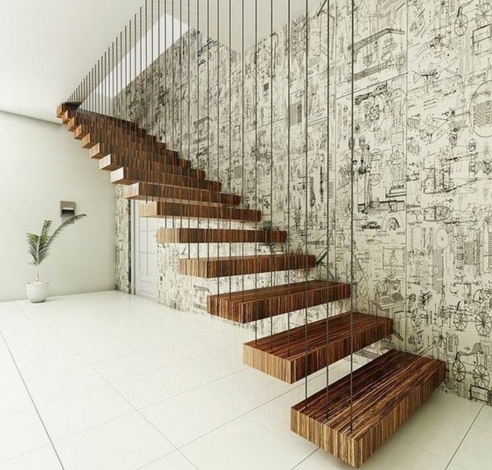 escalier-moderne-design-escalier-suspendu-en-bois-escalier-flottant