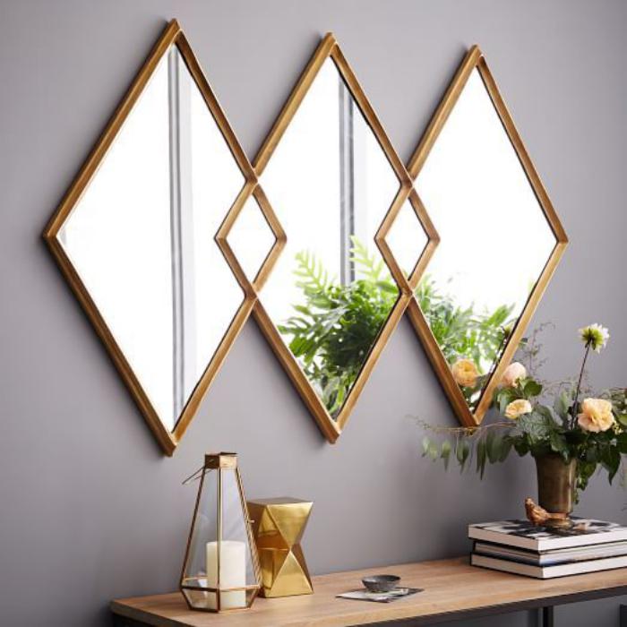 miroir-design-triptique-miroir-rombs-cadre-doré