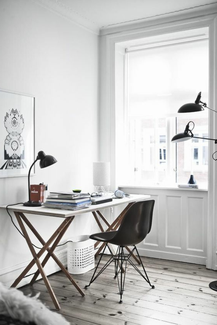 bureau-style-industriel-bureau-blanc-et-chaise-noire