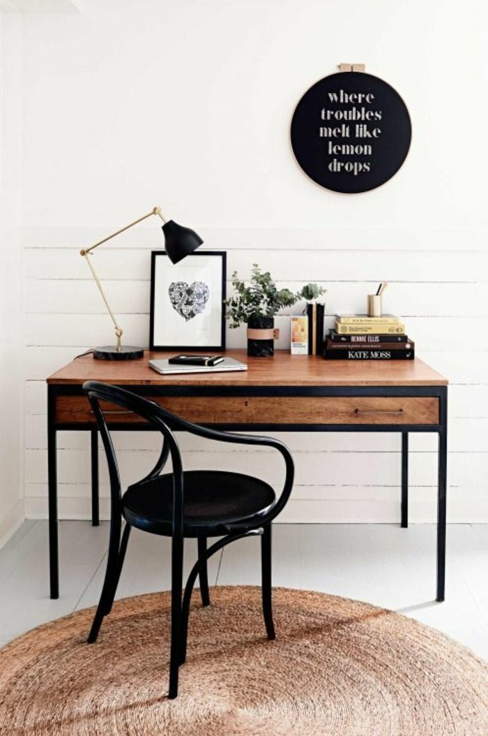 meuble-informatique-ronde-noir-chaise-table-bois