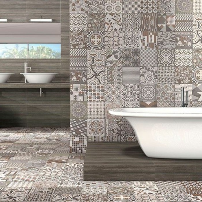 carrelage-patchwork-salle-de-bain-contemporaine-meuble-double-vasque