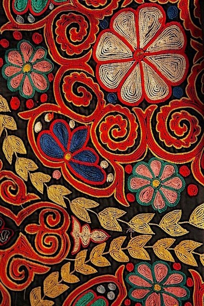 tapis-modernes-un-tapis-de-tibet-compose-de-fleurs