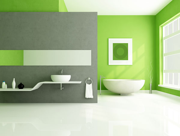 décoration-la-baignoire-en-vert-minimaliste