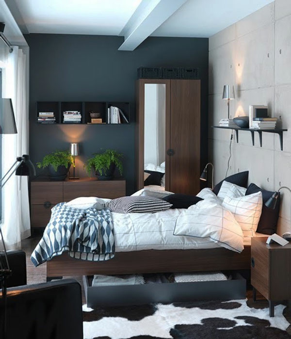 petite-chambre-a-coucher-en-bois-foncé-couverture-lampe