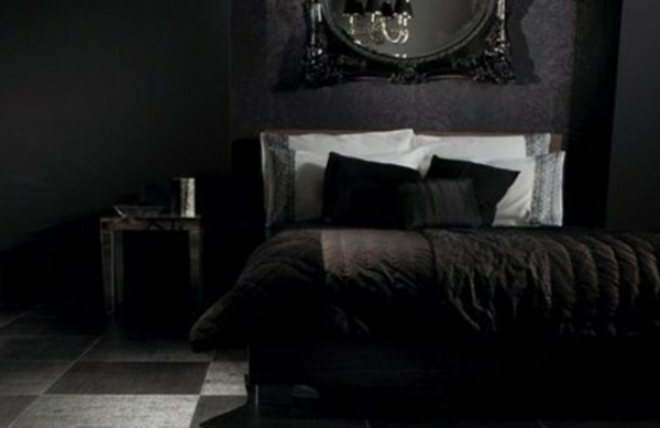 chambre à coucher adulte-noire-gotique