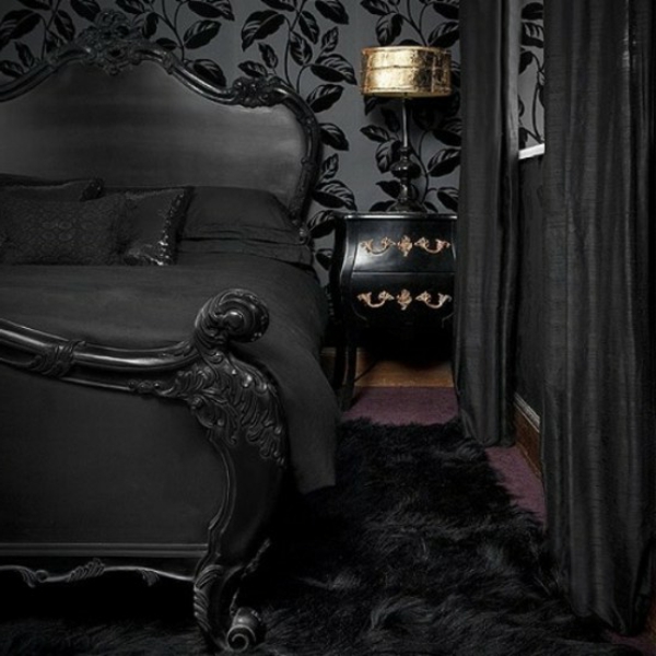 chambre-à-coucher-adulte-style-gotique-contemporain-noir-deco-or