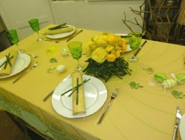 decoration-table-jaune-vert-pas-cher