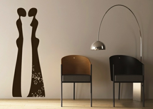 élégant-stickers-décoratifs-figure-homme-et-femme-chaise-lampe-led