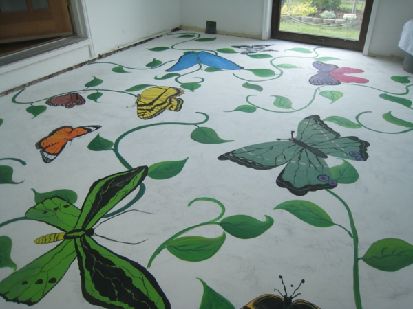 peinture-pour-le-sol-intérieur-papillons