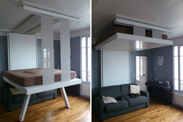  Un  lit  escamotable plafond  pratique et innovant 