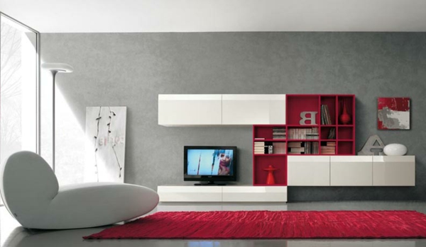 meuble-tv-laqué-blanc-avec-des-cabinets-rouges