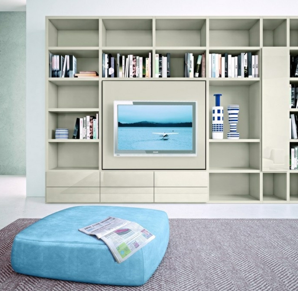 meuble-tv-laqué-blanc-avec-bibliothèque