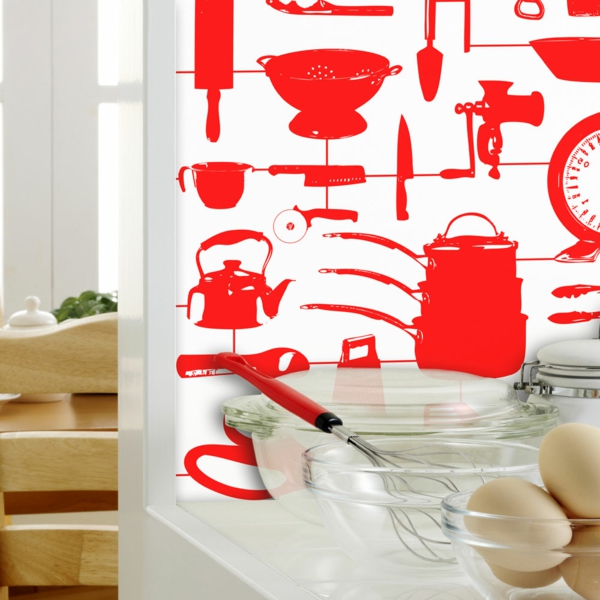 papier-peint-de-cuisine-décoration-murale-en-rouge