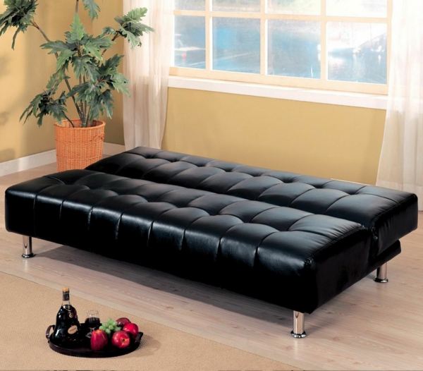 canapé-lit-design-en-cuir-noir