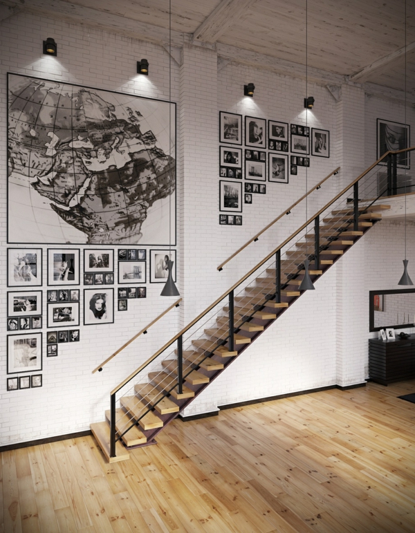 deco-loft-industriel-bois-escalier-tableaux
