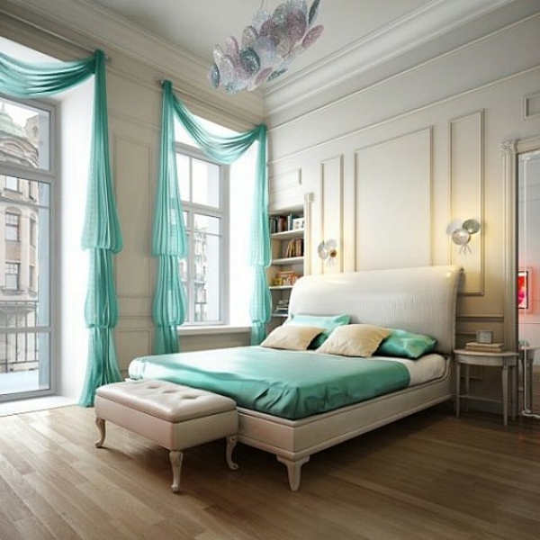 voilage-turquoise-pour-une-belle-chambre-à-coucher