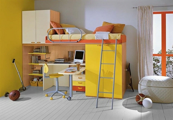 Le lit mezzanine avec bureau est l'ameublement créatif pour les ... Armoire Chambre Créatif