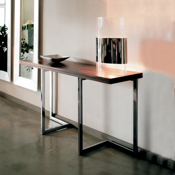 meuble-console-d' entrée-design-contemporain-en-bois-et-acier