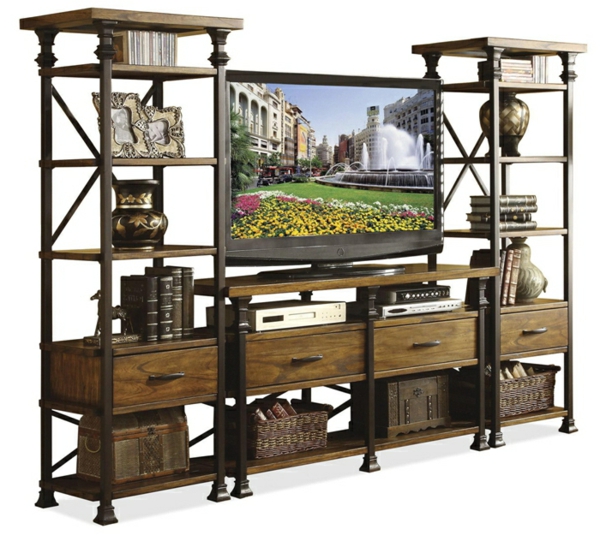 meuble-tv-vintage-colonnes-en-fer-forgé