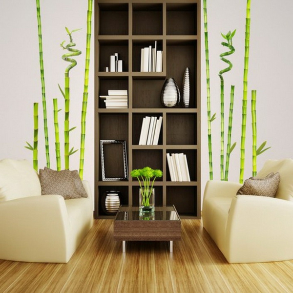 sticker-bambou-salle-de-séjour-moderne-et-stickers-bambou-verts