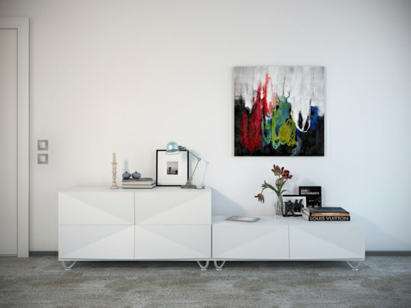 peinture-abstraite-couleurs-vivaces-placards-blancs-et-mur-blanc