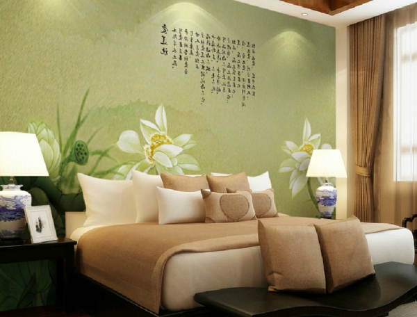 décoration-asiatique-chambre-à-coucher-jolie-décoration-murale