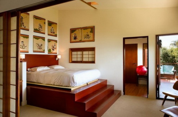 décoration-asiatique-un-lit-avec-éscalier