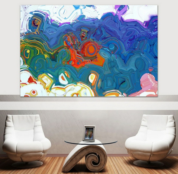 peinture-abstraite-fauteuils-modernes-et-table-originale