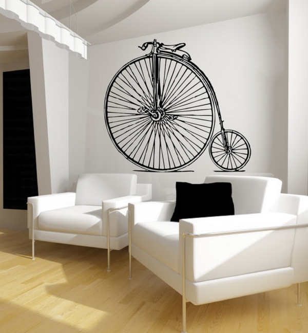sticke-mural-vélo-retro-et-ameublement-blanc
