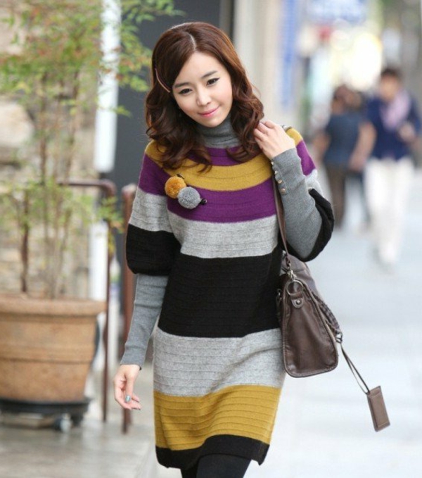 robe-pull-rayures-multicolores