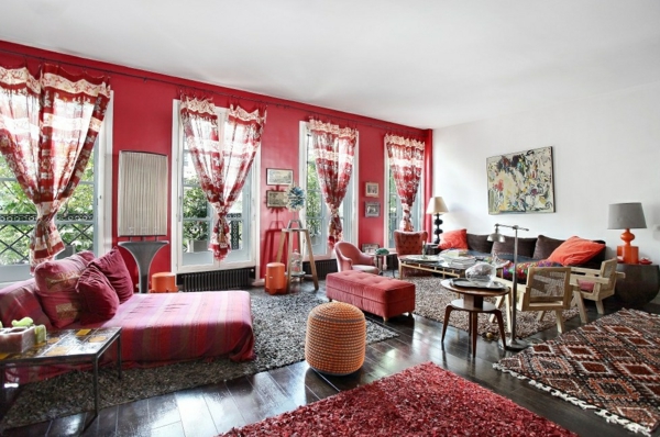 appartement-atypique-à-Paris-style-bohémien-en-rouge