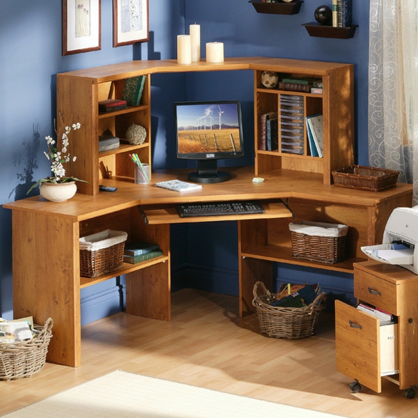 bureau-avec-étagère-design-en-bois