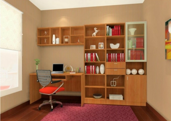 bureau-avec-étagère-petite-bibliothèque-en-bois