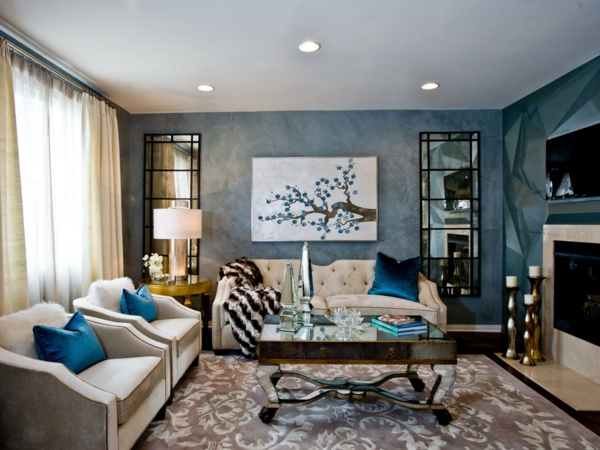style-art-déco-salle-de-séjour-en-bleu-et-beige