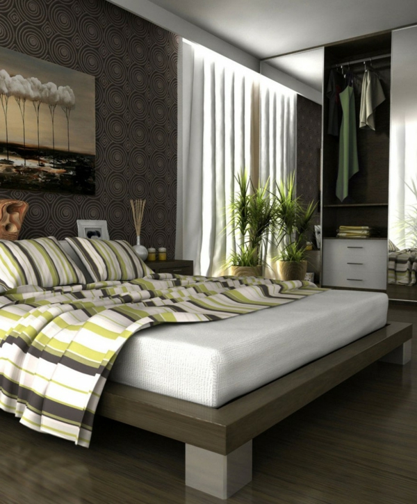 Fantastique-Superbe-idées-décoration-chambre-à-coucher-lit-plante-verte