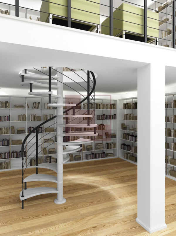Spirale-couloir-bibliothèque-livre-blanc-noir