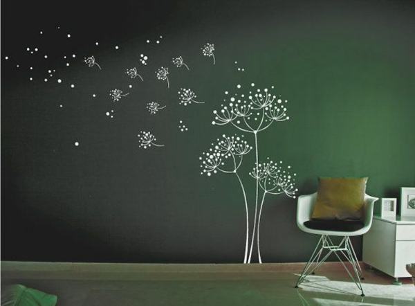 chambre-vert-jolie-fleur-sticker-mural-séjour