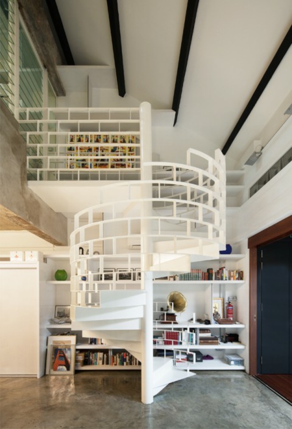 escalier-colimacon-blanche-beauté-chambre-design