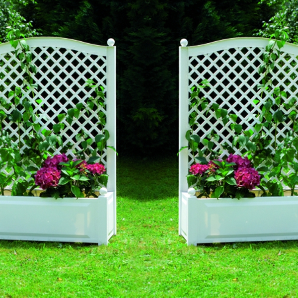 Jardinière Avec Treillis PABURNI 40x30x90 Cm - Bac à Fleurs En Sapin Massif Pour Balcon/terrasse
