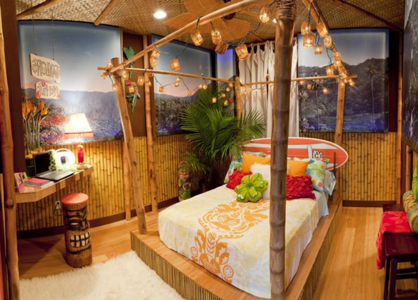 lit-en-bambou-chambre-à-coucher-à-décoration-bambou